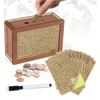Wooden cash box with 8 goals and amounts - save on dreams, repeatedly usable, great gift