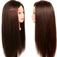 Head with 85% human hair for hairdressing and beauty training - styling, dyeing, cutting and editing