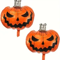 Scary pumpkin balloons on Halloween: 2 pieces of giant scary pumpkin balloons made of aluminium foil