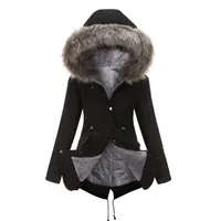 Palton de iarnă pentru femei din blană artificială cu glugă Luann