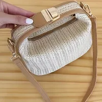 Sac bandoulière en paille tressée pour les voyages et les vacances à la plage - Sac en paille à la mode avec bandoulière réglable