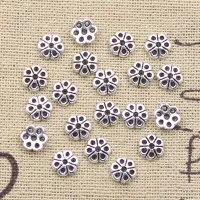 200ks stříbrných květinových koncovek korálků 6x7mm pro výrobu šperků