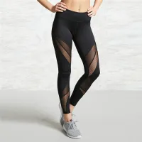 Modern women's leggings with luxurious details in the form of lace - black color Aime