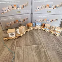 Rompecabezas de tren de madera Montessori - bloques de construcción educativos con números para 3-6 años, emparejamiento cognitivo y juguete de tractor