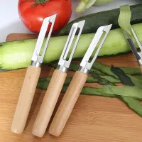 Stainless steel scraper with wooden handle