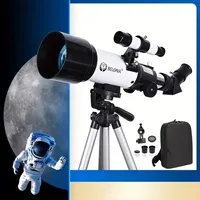 Telescop pentru adulți - Telescop astronomic 70mm, 400mm, montură AZ, pentru începători, observarea stelelor, refractor, telescop de călătorie, adaptor pentru smartphone, telecomandă wireless