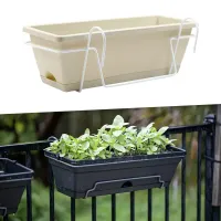 Hinged metal system for rectangular pots for hanging on the balcony