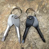 Șurubelniță portabilă din oțel inoxidabil pentru chei, cap plat, argintiu/negru, set pentru geantă de călătorie