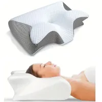 Orthopaedic neck and shoulder pillow made of memory foam - adjustable, with removable cover