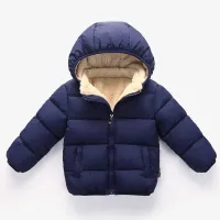 Children's winter thick hooded jacket with fur inside for boys and girls