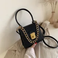Retro Faux Leather Huge Gold Chain Small Square Bag