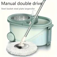 Rotary mop with double drive and bucket / Mop, Automatic grabbing device with foot pedal, Microfiber floor mop for cleaning wooden floors, Kitchen, bathroom, bedroom and office accessories