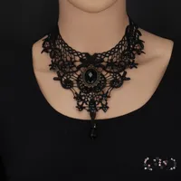 Vintage Ladies Lace Necklace (Black)