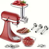 Multifunction KitchenAid extender for kitchen robot: Meat grinder and sausage filler