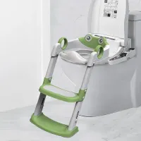 Folding potty with adjustable ladder for training in toilet