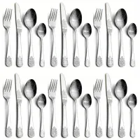 24-piece dining set with stainless steel - cutlery, teaspoons for coffee, salad forks, steak knives, milk spoons, dessert spoons - suitable for restaurants, household, parties and weddings