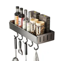 Wall organizer in kitchen with hooks Organizer on root shelf into kitchen Multipurpose organizer 40 x 13.7 x 5.5 cm