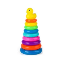Jucărie pentru copii - Mica Rață Galbenă cu Turnul Arcului de Curcubeu pentru Educație Timpurie a Copiilor, Jucărie Montessori