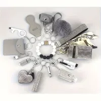 Safety keychain with alarm and accessories for self-defense