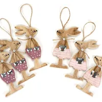 Lapins en bois de Pâques - 6 pièces