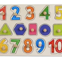 Inserting wooden jigsaw puzzle - Numbers