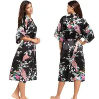 Ladies modern silk bathrobe with flower motif