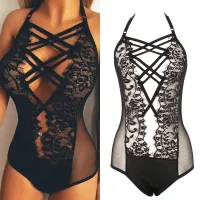 Ladies sexy lace bodysuit with straps