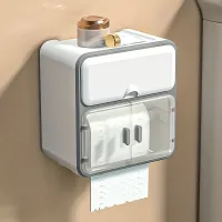 Wall box for toilet paper without drilling, multifunctional storage box for bathroom