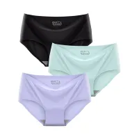Trends modern set of women's single colored invisible panties 3 pcs - different colors