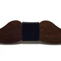 Nœud papillon en bois en forme de moustache - marron foncé