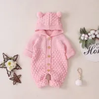 Knitted jumpsuit for little ones with ears