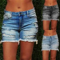 Women's original trends comfortable classic shorts in denim colours with high waist