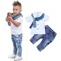 Boy's cool set Berry - jeans, shirt, scarf