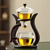 1 Ensemble de Service à Thé en Verre, Ensemble de Théière Lazy Kungfu, Service à Thé avec Égouttoir Automatique, Service à Thé avec Infuseur, Pour Restaurant à Domicile, Accessoires pour Vaisselle à Thé