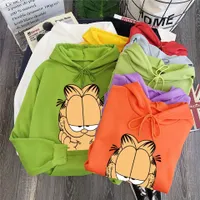 Unisex sports sweatshirt with hood, kangaroo pocket and printing Garfield - different colors