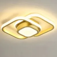 LED ceiling lamp with 3 colours of light 32 W Modern dimmable chandelier in two squares Minimalist chandelier with switching color temperature 27 x 22 x 6 cm