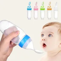 Detská silikónová fľaša na kŕmenie - lyžička