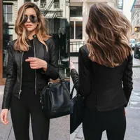 Women's elegant leather jacket to the waist