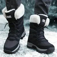 Men's tall winter trekking boots with warm fleece lining, non-slip sole and plush trim, ideal for hiking and outdoor activities