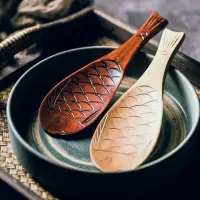 Lopată de orez retro creativă din lemn, drăguță, în formă de pește