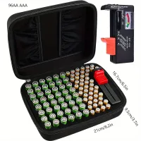 Fixed battery organizer Comecase Storage box, portable bag holder - holds 148 batteries AA AAA C D 9V - with battery tester BT-168 (battery not included)