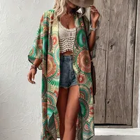 Light beach kimono with mandala and belt