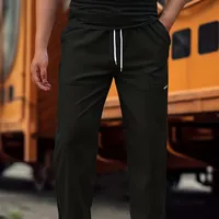 Men's comfortable sweatpants with pockets, straight cut, drawstring, suitable for spring and autumn