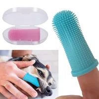 Silicone toothbrush for dogs and cats - Tooth cleaning and oral care against muzzle odor.