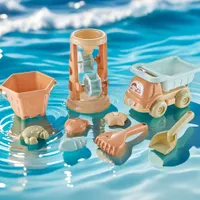 Beach set for small builders with shovel and hourglass