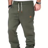 Pantaloni bărbătești clasici tapered, croială liberă, talie ușor elastică, șnur de strângere, pentru toamnă/iarnă, fitness și ciclism