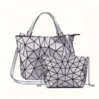 Women's fashionable geometric tote bag & trendy crossbody purse 2v1 - Perfect set for every day