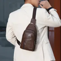 Occasional universal men's cross bag on the chest with retro appearance