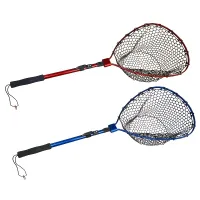 Lightweight and fixed aluminium fishing net 123 cm with folding handle and silicone net bag