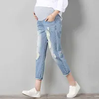 Dámske tehotenské džínsy s elastickým pásom | Obnosený vzhľad